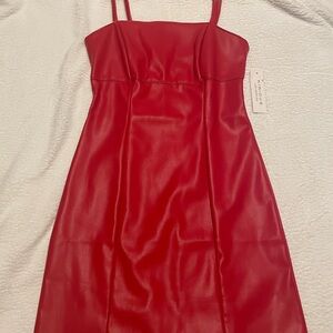 Red Faux Leather Dress